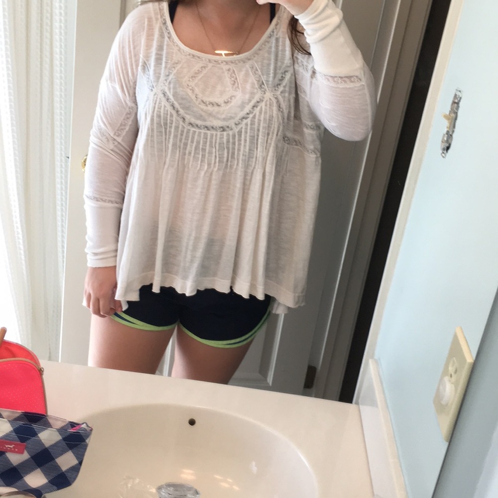 Free People Long sleeve white top